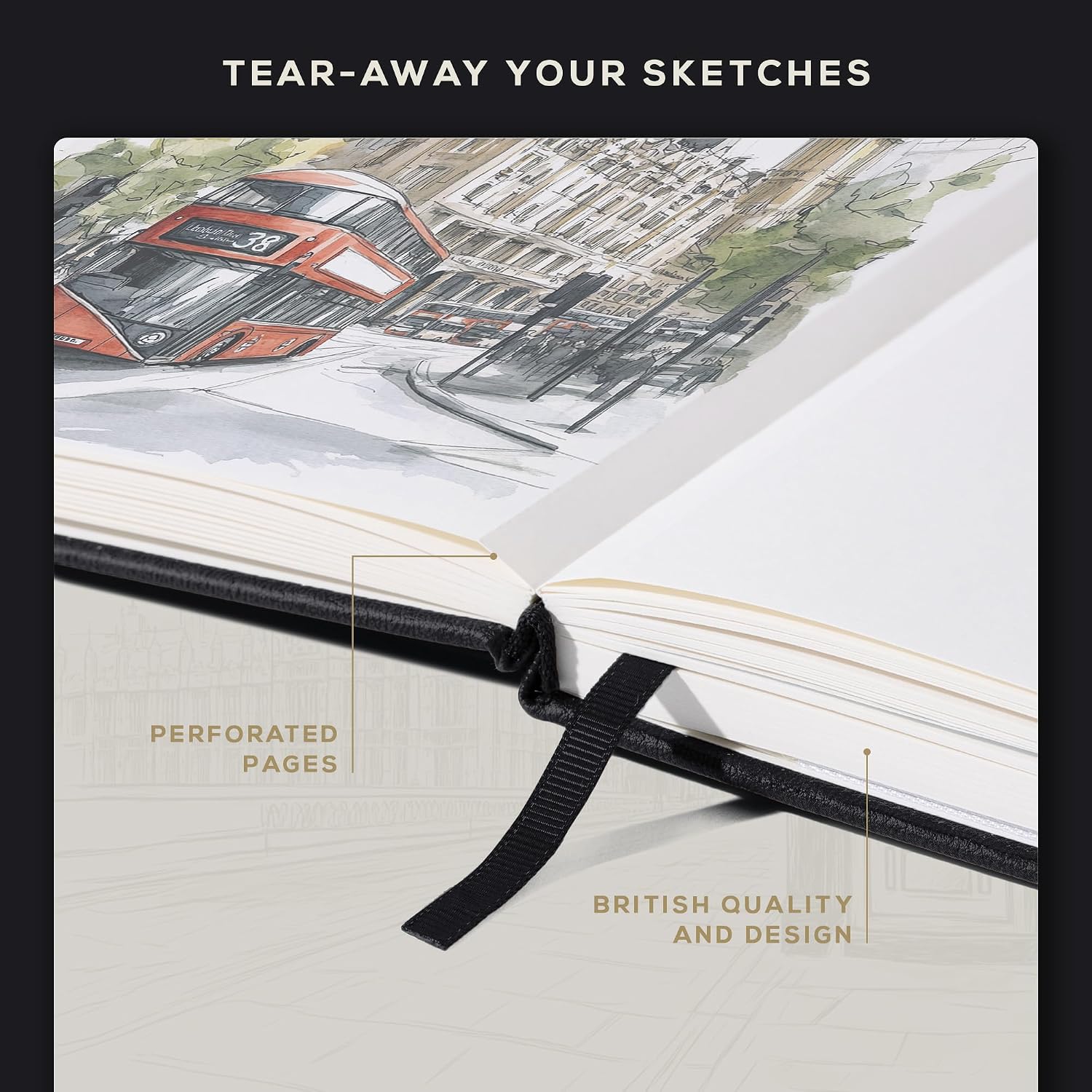 Detalle de Beechmore Books A3 Mixed Media Sketchbook – 11.7x16.5 Extra Large Studio Pad