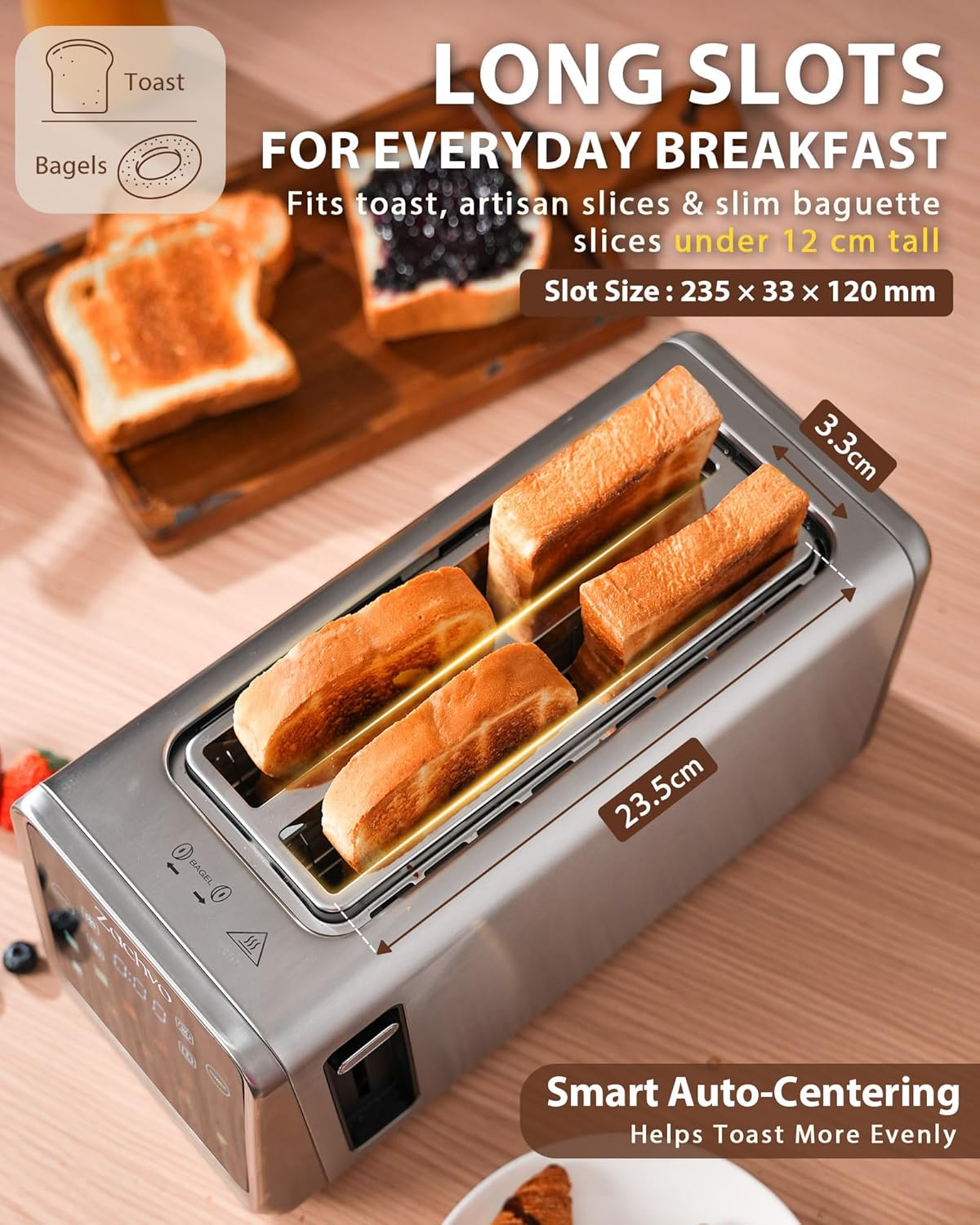 Detalle de 4 Slice Long Slot Toaster with Smart Touchscreen & LED Countdown