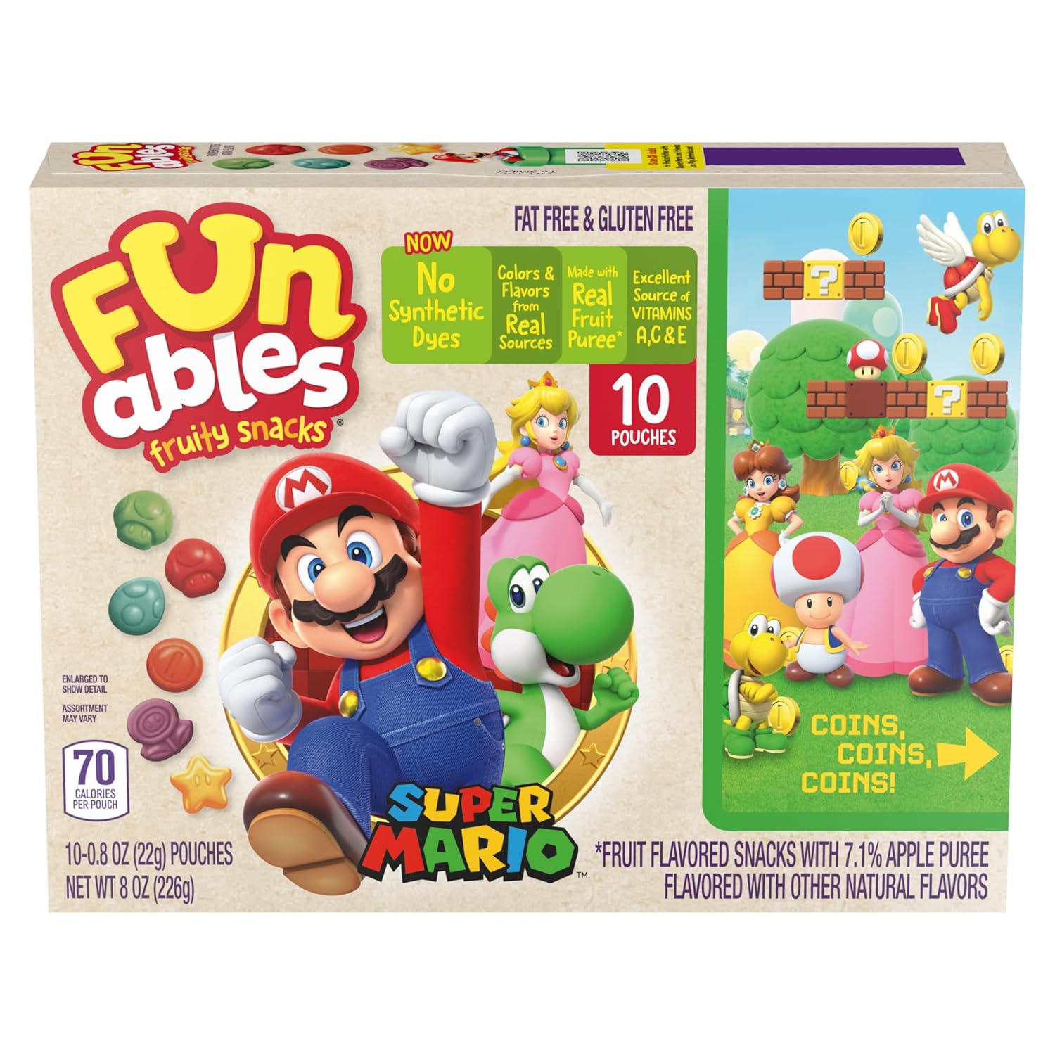 Detalle 2 de Funables Super Mario Fruit Snacks, 10 Pouches with 7.1% Fruit Puree