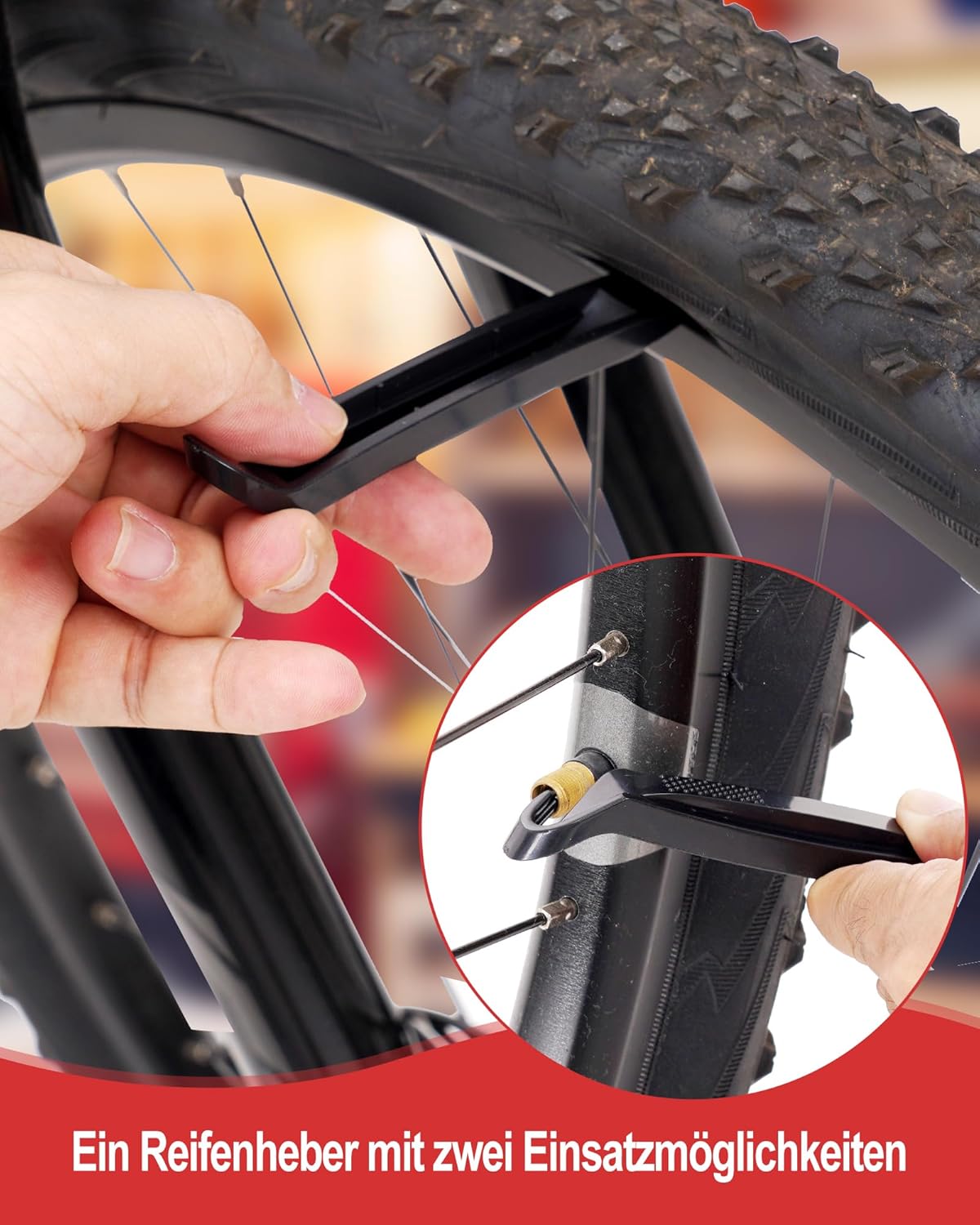 Detalle de cyctravel Flickzeug Fahrrad – Hochleistungs‑Flicken im Reparaturset (20 Flicken, 2 Reifenheber) für Mountainbike, Rennrad