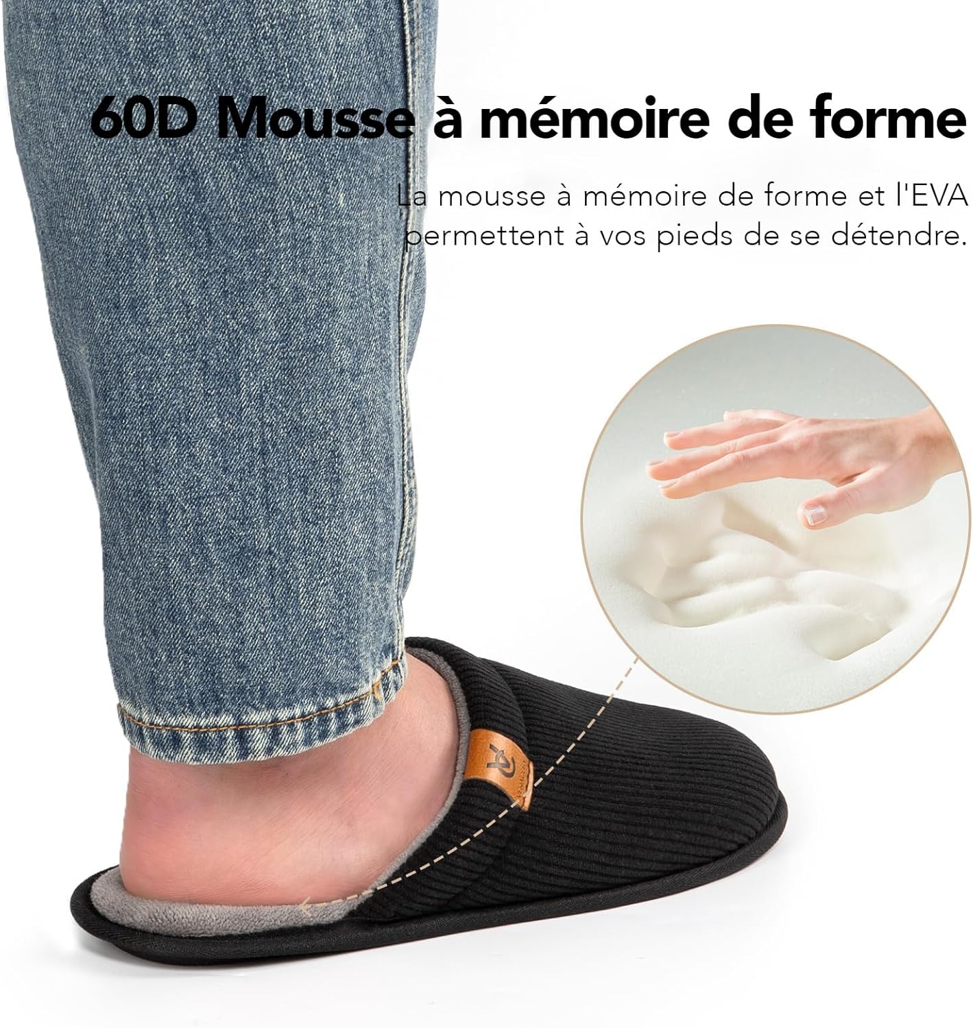 Thumbnail 4 de VeraCosy Chaussons respirants à mémoire de forme pour hommes — confort intérieur/extérieur
