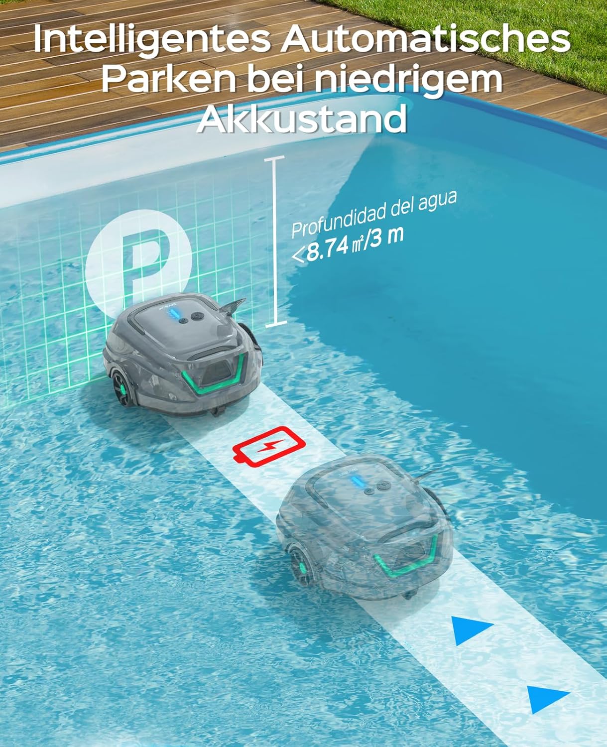 Detalle 2 de WYBOT A1 robot piscina fuori terra intelligente 120 min ⛱