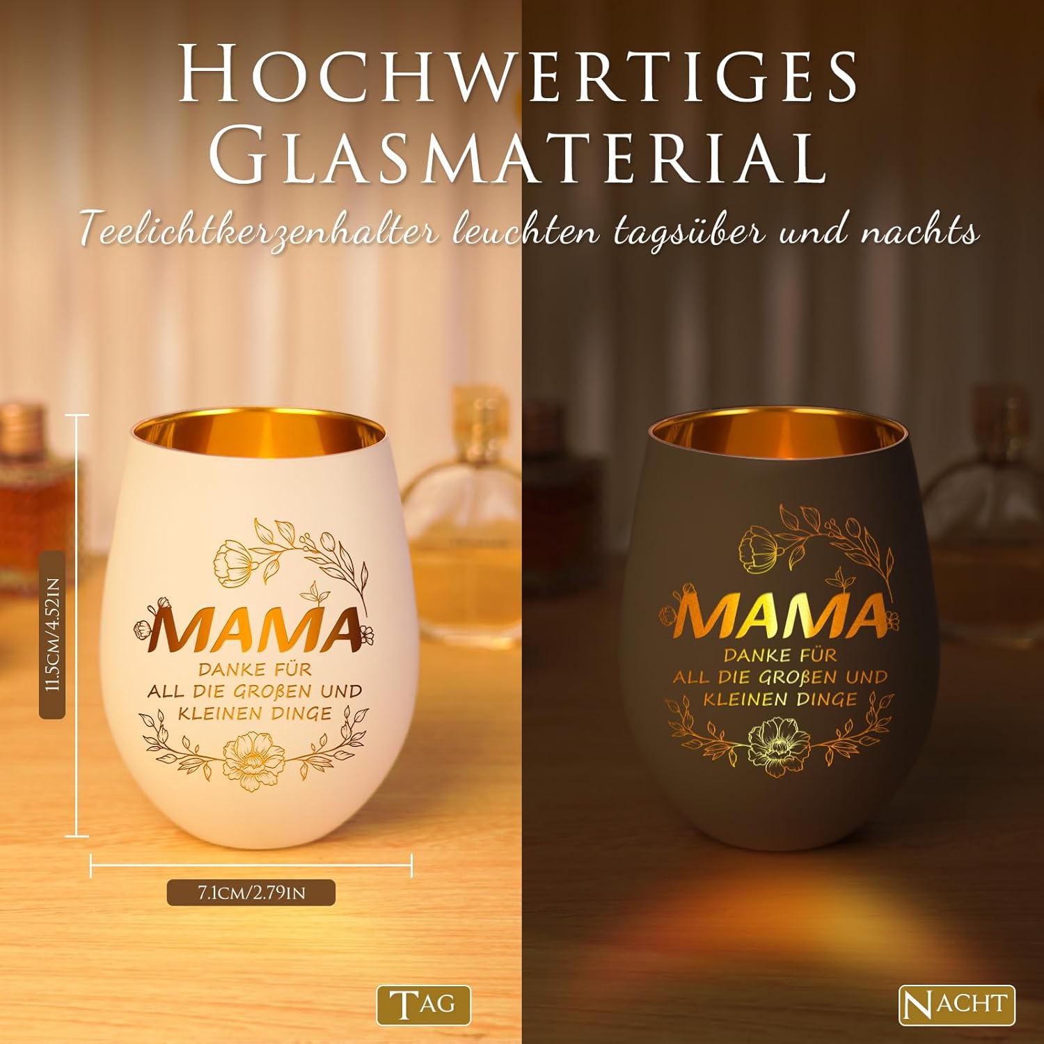 Thumbnail 5 de Muttertagsgeschenk Windlicht mit Gravur – Graviertes Glaswindlicht als Geschenkidee für Mama