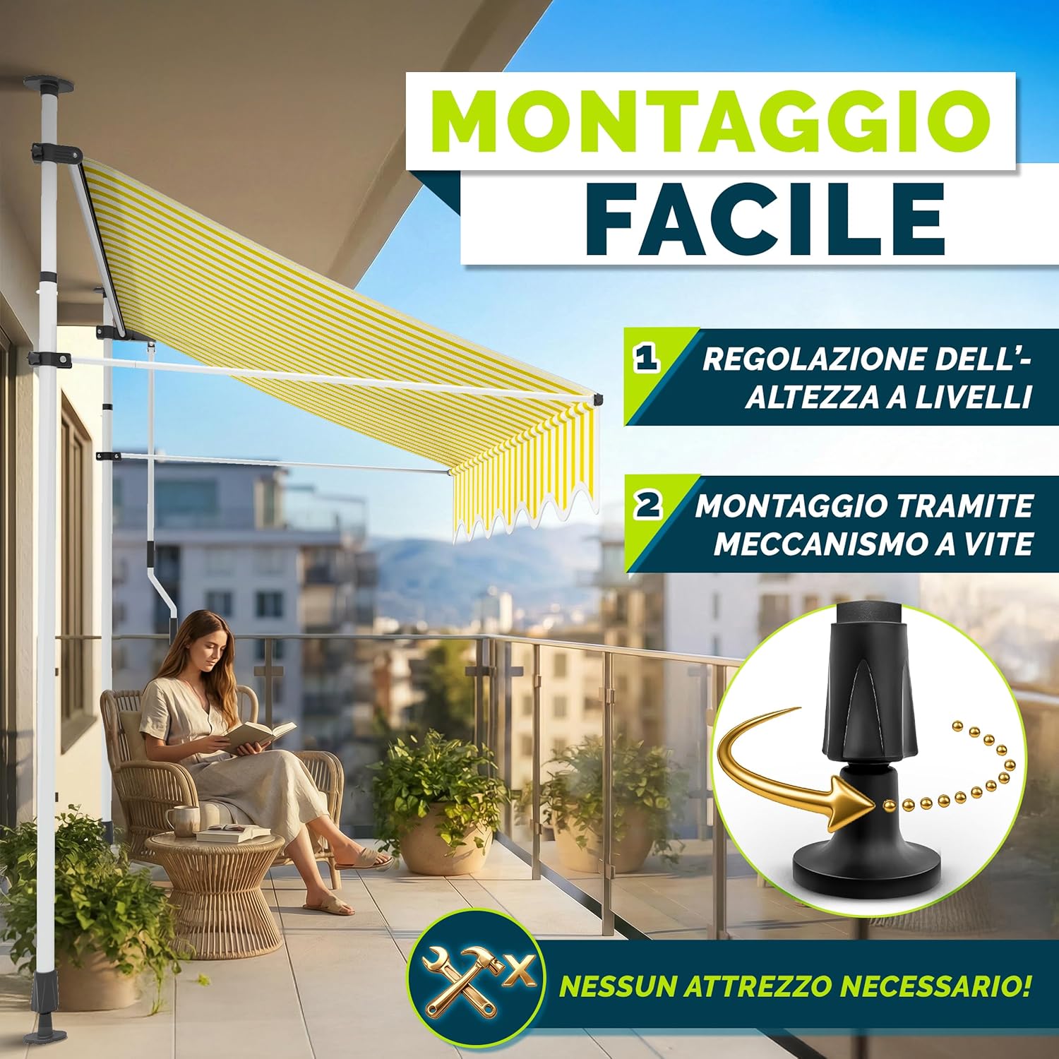 Thumbnail 2 de Tillvex Tenda da Sole a Bracci con Manovella: protezione solare affidabile per balcone e terrazzo