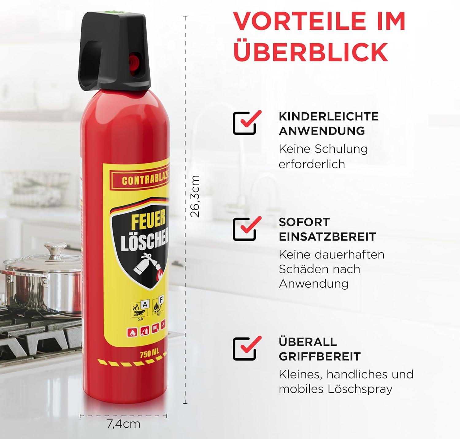 Thumbnail 2 de CONTRABLAZE Feuerlöschspray 750 ml – Mini-Löschspray für Haushalt, Küche und Fettbrände