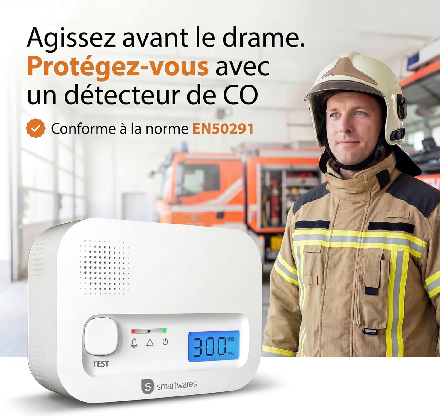 Thumbnail 5 de Smartwares FGA-13041 détecteur de monoxyde de carbone (CO) avec écran et bouton de test – capteur 10 ans