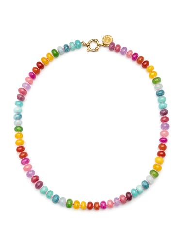 Detalle 2 de SINGULARU - Collar Bloom Stones en acero con baño de oro 18 Kt y piedra natural multicolor