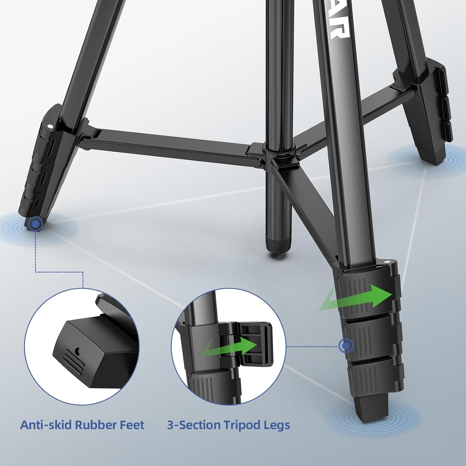 Thumbnail 5 de Trépied léger Huepar 152 cm pour niveau laser, avec 2 niveaux à bulle et adaptateur 5/8»-11