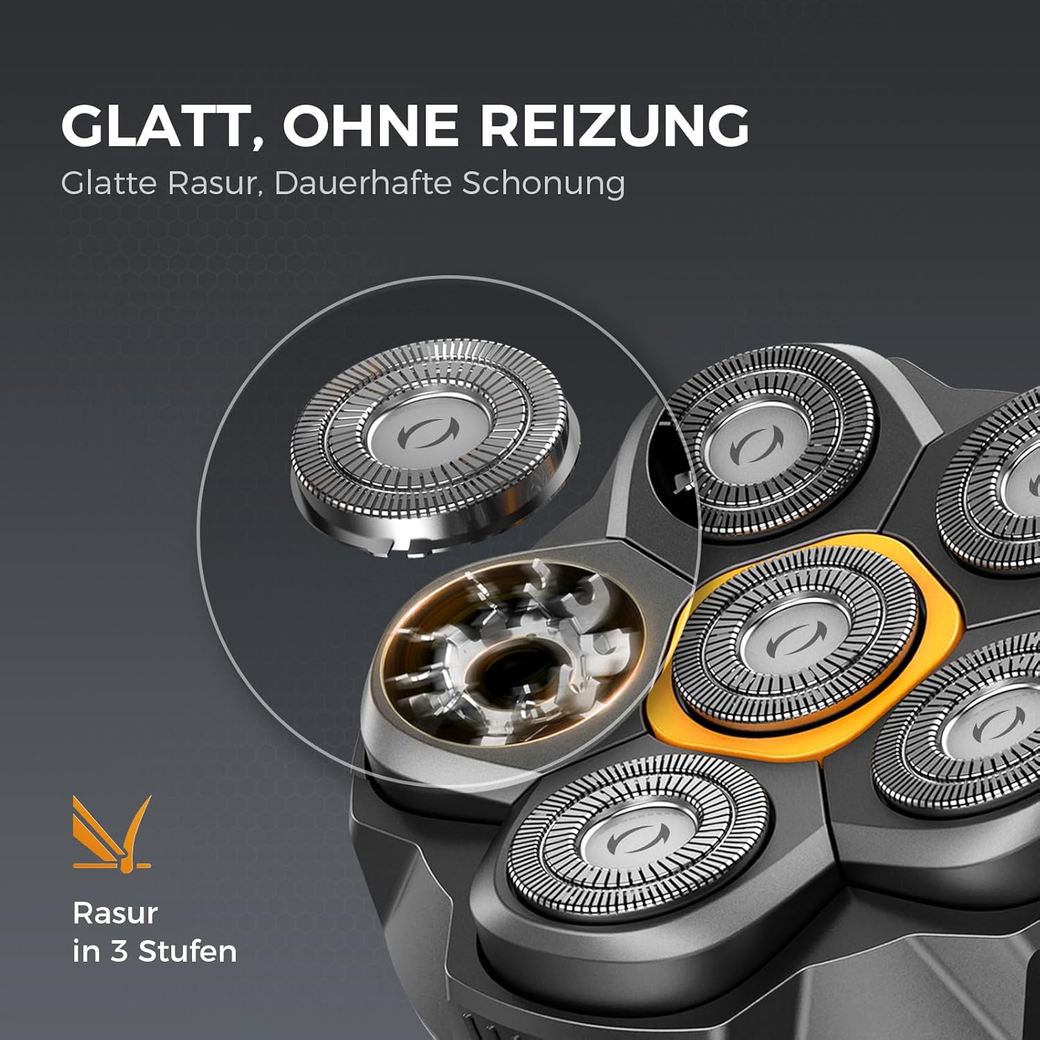 Thumbnail 3 de Qhot Glatzen Rasierer Herren – elektrischer Kopfrasierer mit 120-Min-Akku, 6D-Schwimmkopf & LED-Display