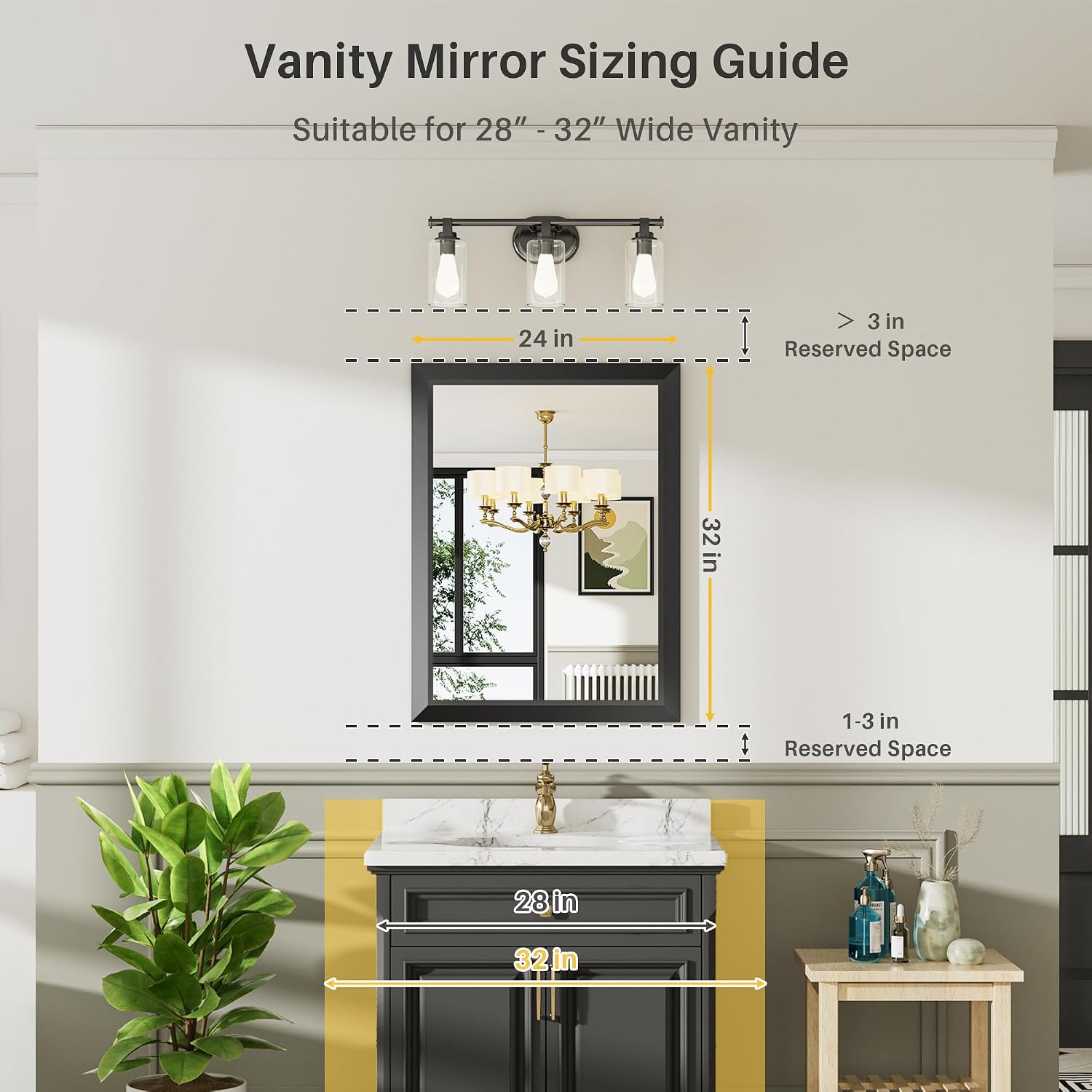 Detalle 2 de Briivue 24x32 Inch Black Bathroom Mirror