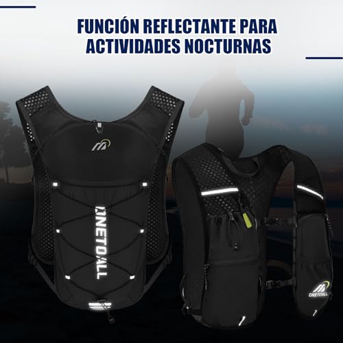 Thumbnail 6 de ONETOALL Chaleco Running con mochila de hidratación 2L para trail, 150 g y reflectantes