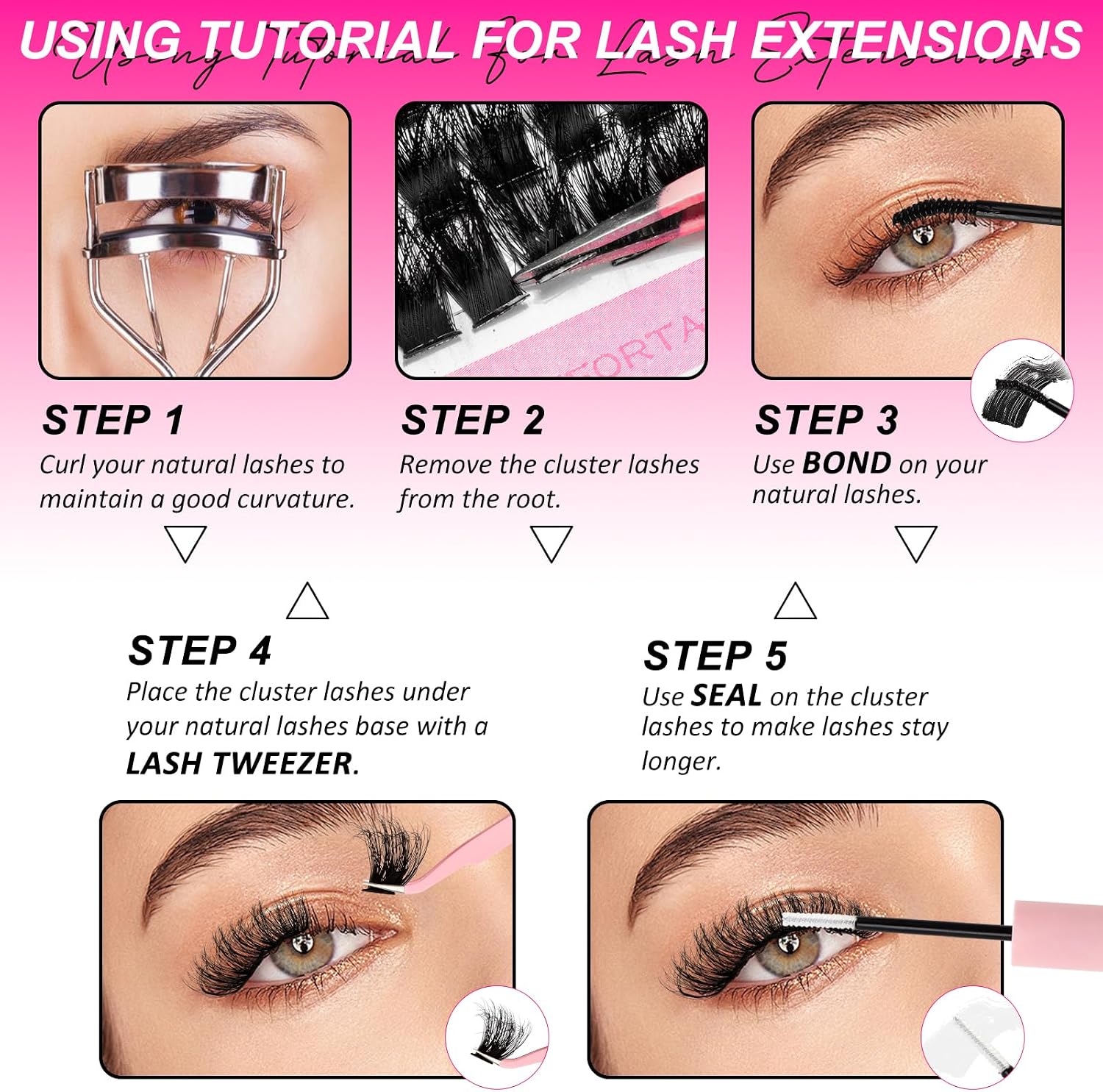 Thumbnail 5 de MilyBest 80D Fluff Lash Cluster Kit, 10–18 mm D-Curl Individual Lashes