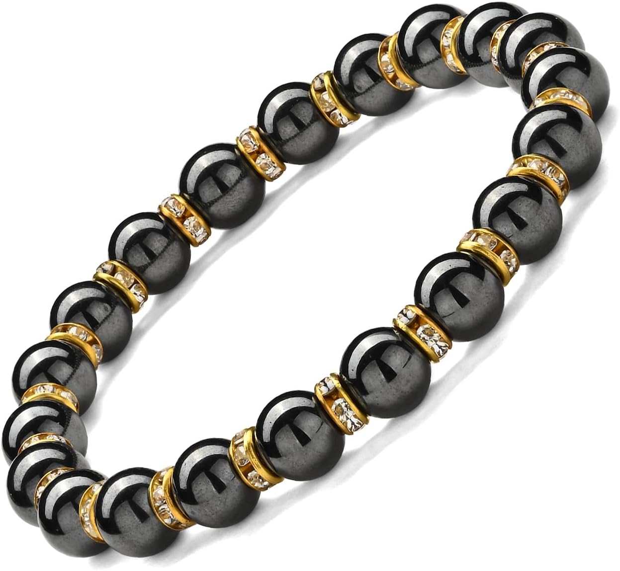 Thumbnail 6 de Apocalyptic-K Magnetic Hematite Bracelet with Rhinestones (6/8/10mm) – Eliminate Static Electricity