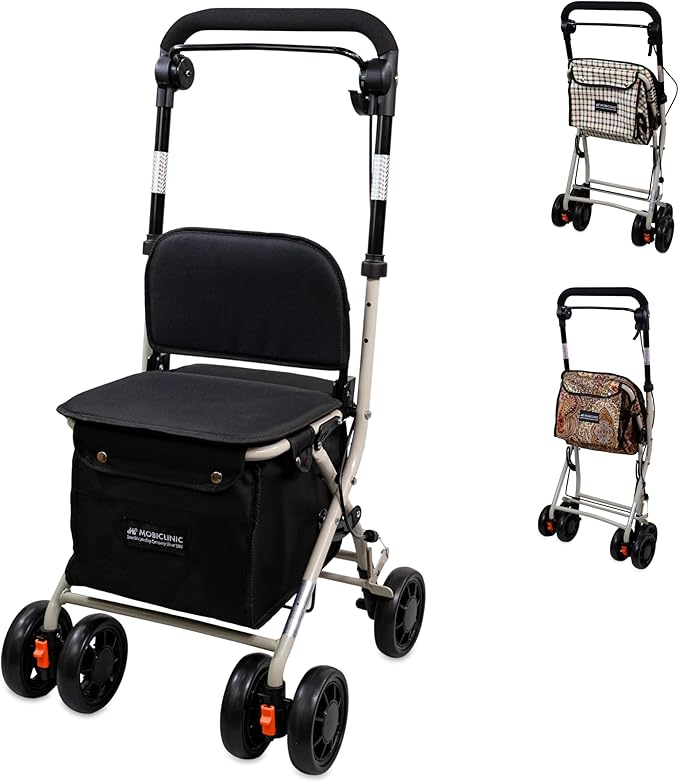 Mobiclinic® Andador Plegable con Cesta y Ruedas 360°🛒