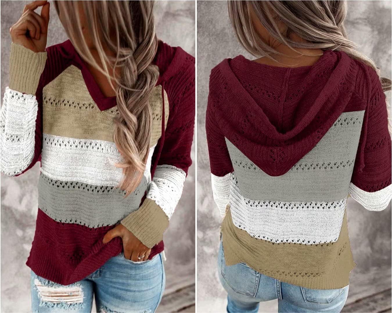Detalle de BLENCOT Women's Knit Hoodie Sweater