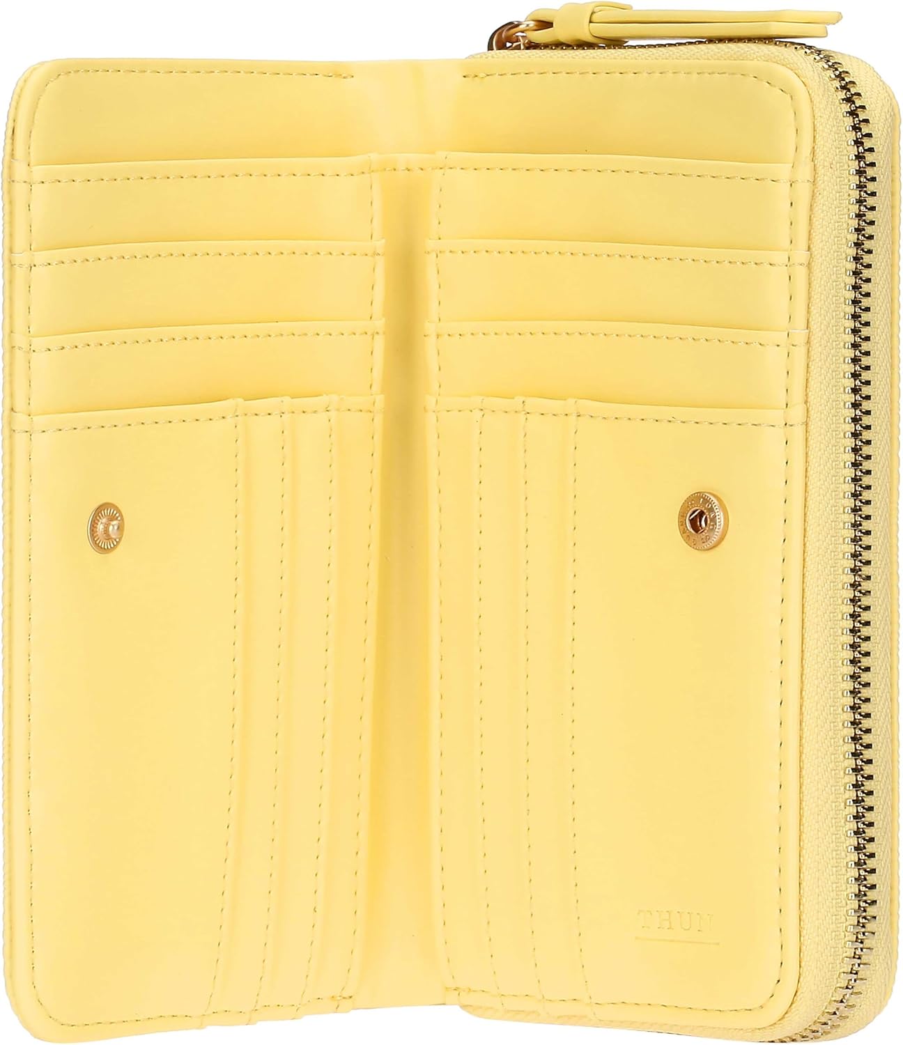 Detalle de THUN Portafoglio medio giallo – ecopelle, Collezione Sempre con Me (16,3 x 3 x 10 cm)