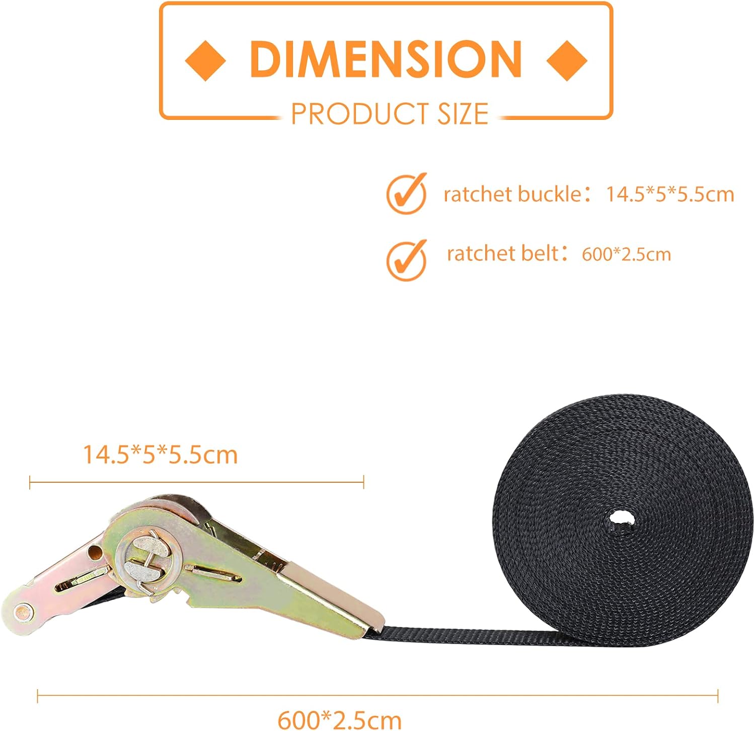 Detalle 2 de Cinghie a cricchetto 6m x 25mm 800kg 10 pezzi