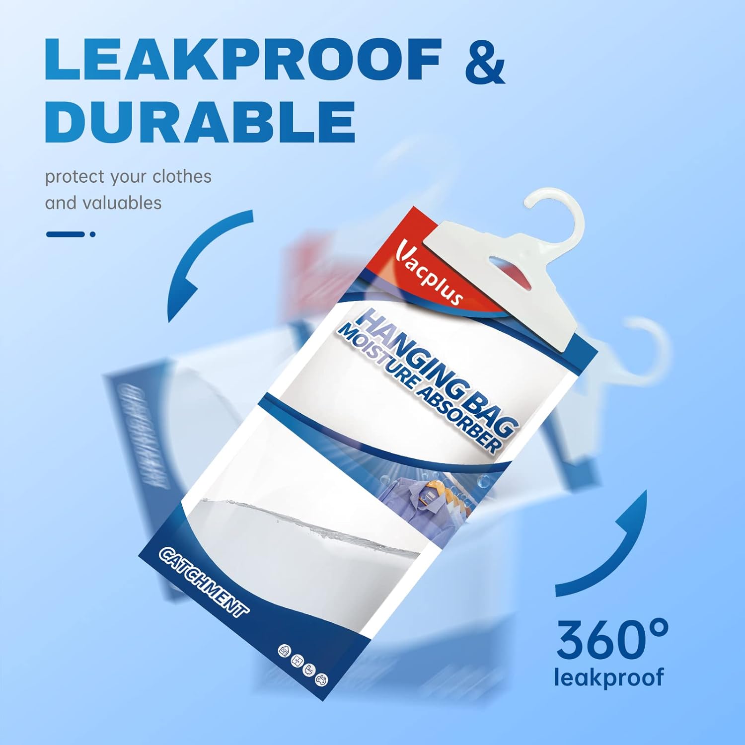 Detalle de Vacplus Moisture Absorbers Packets, Fragrance Free 20 Pack – Hanging Dehumidifier Bags