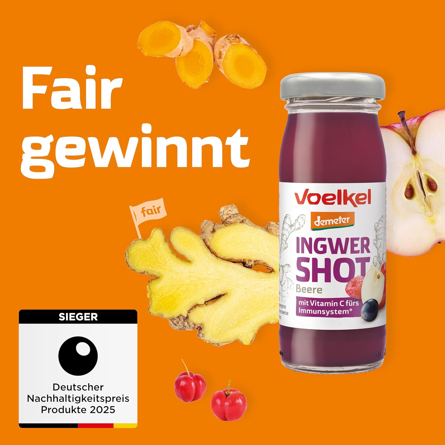 Thumbnail 2 de Voelkel Bio Ingwer-Beere Shot mit Vitamin C (Demeter, 16er-Pack) – als Power-Drink für zwischendurch