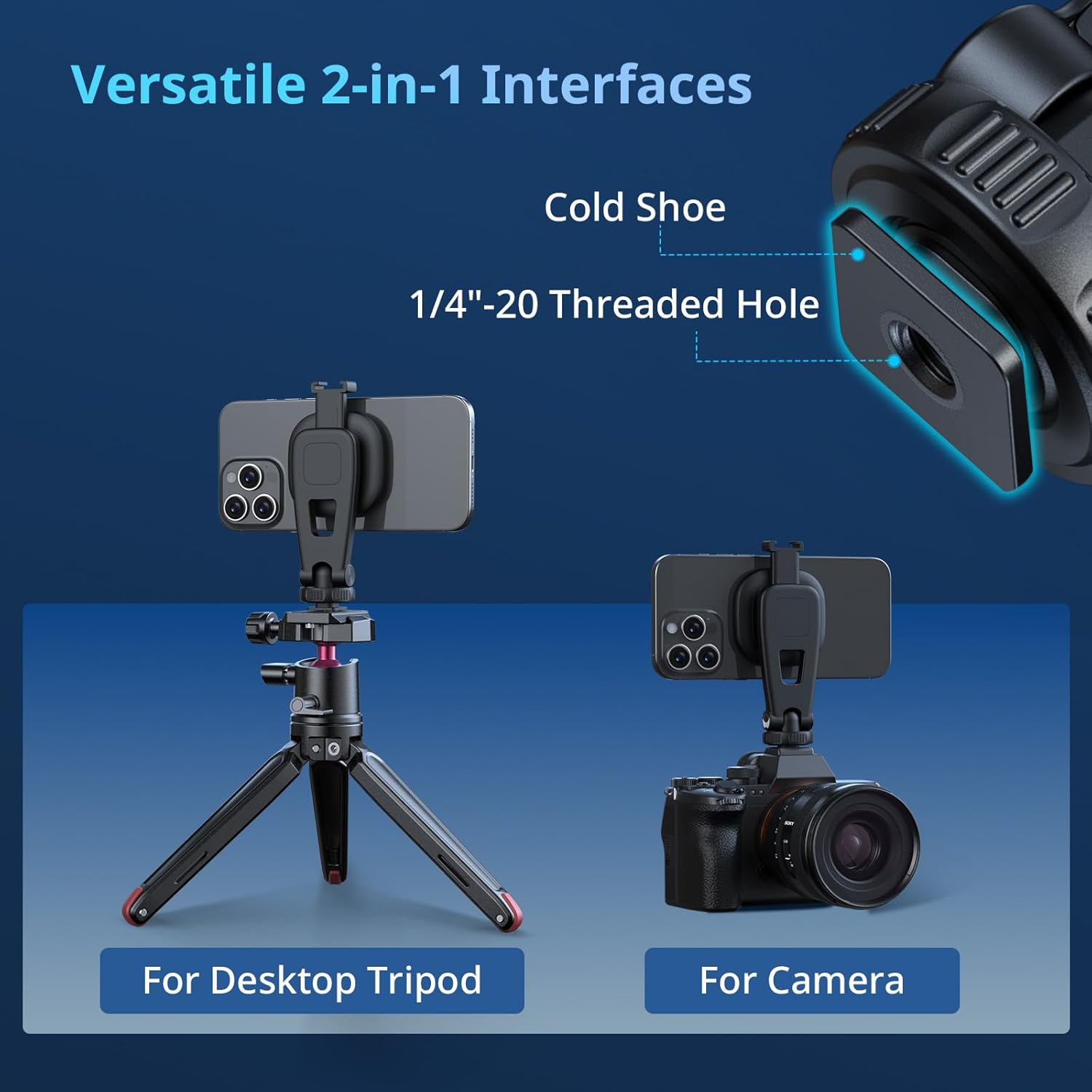 Detalle de SMALLRIG AC-10 5283 magnetische telefoonklem met cold shoe en 90° kanteling