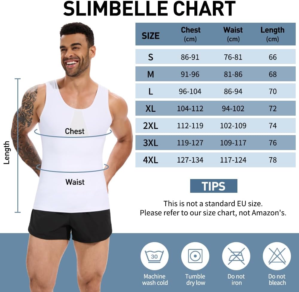 Detalle 2 de SLIMBELLE Body Shaper ärmlös kompressionströja för män