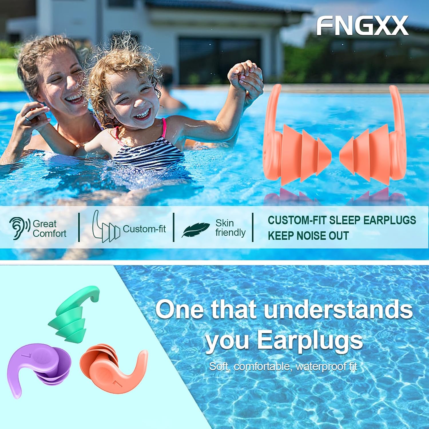 Thumbnail 6 de Kids Swimming Ear Plugs (3 Pairs) – Reusable Silicone Ear Protection for 4–12 Years
