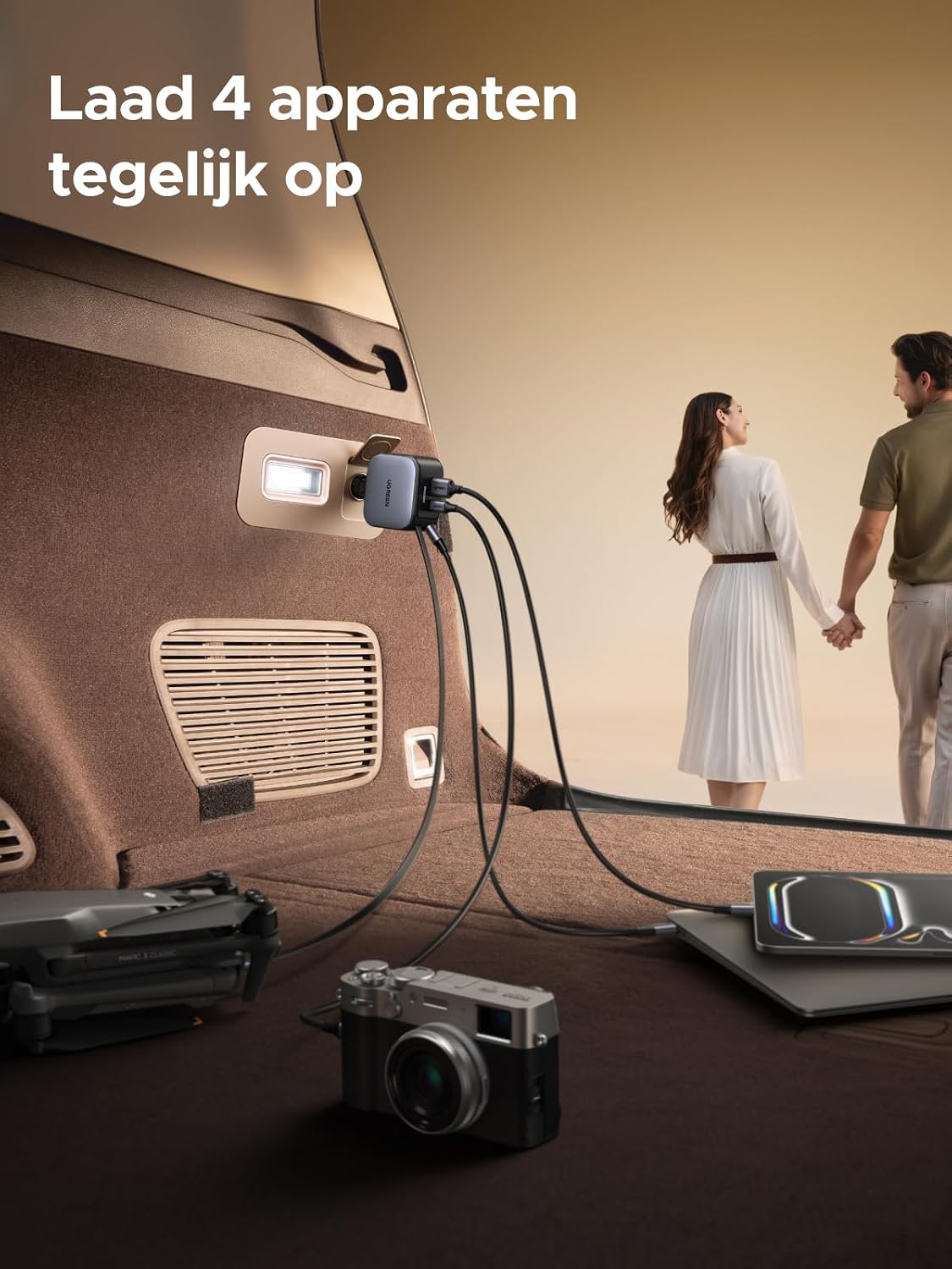 Thumbnail 4 de UGREEN Nexode 145W-autolader met 4 poorten en intrekbare USB-C-kabel