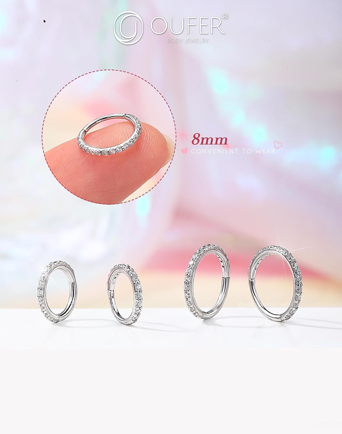 Detalle de OUFER 18G Anello Naso Argento 8 mm