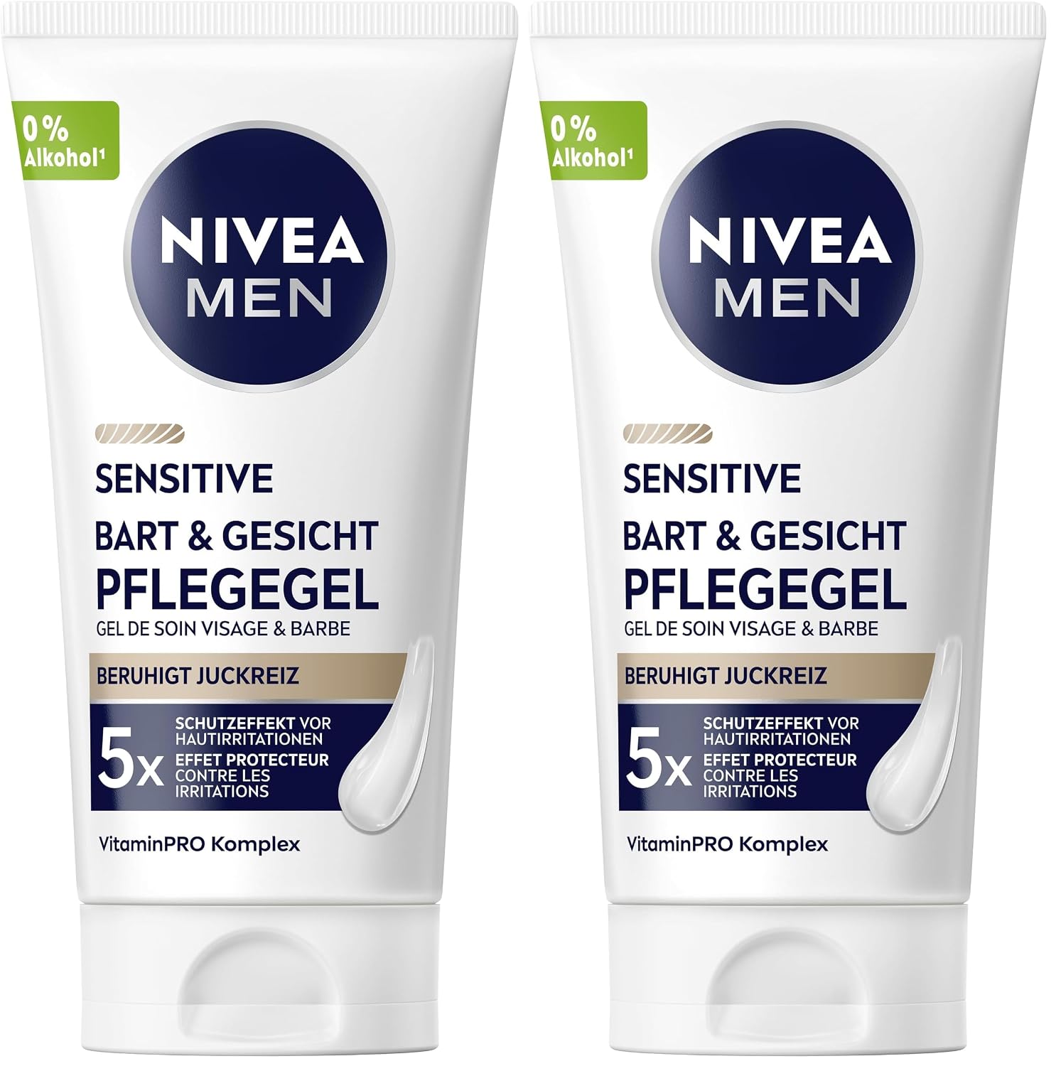 Detalle de NIVEA MEN Sensitive Bart & Gesicht Pflege-Gel (2er-Pack) – beruhigendes Pflegegel für empfindliche Haut, 50 ml
