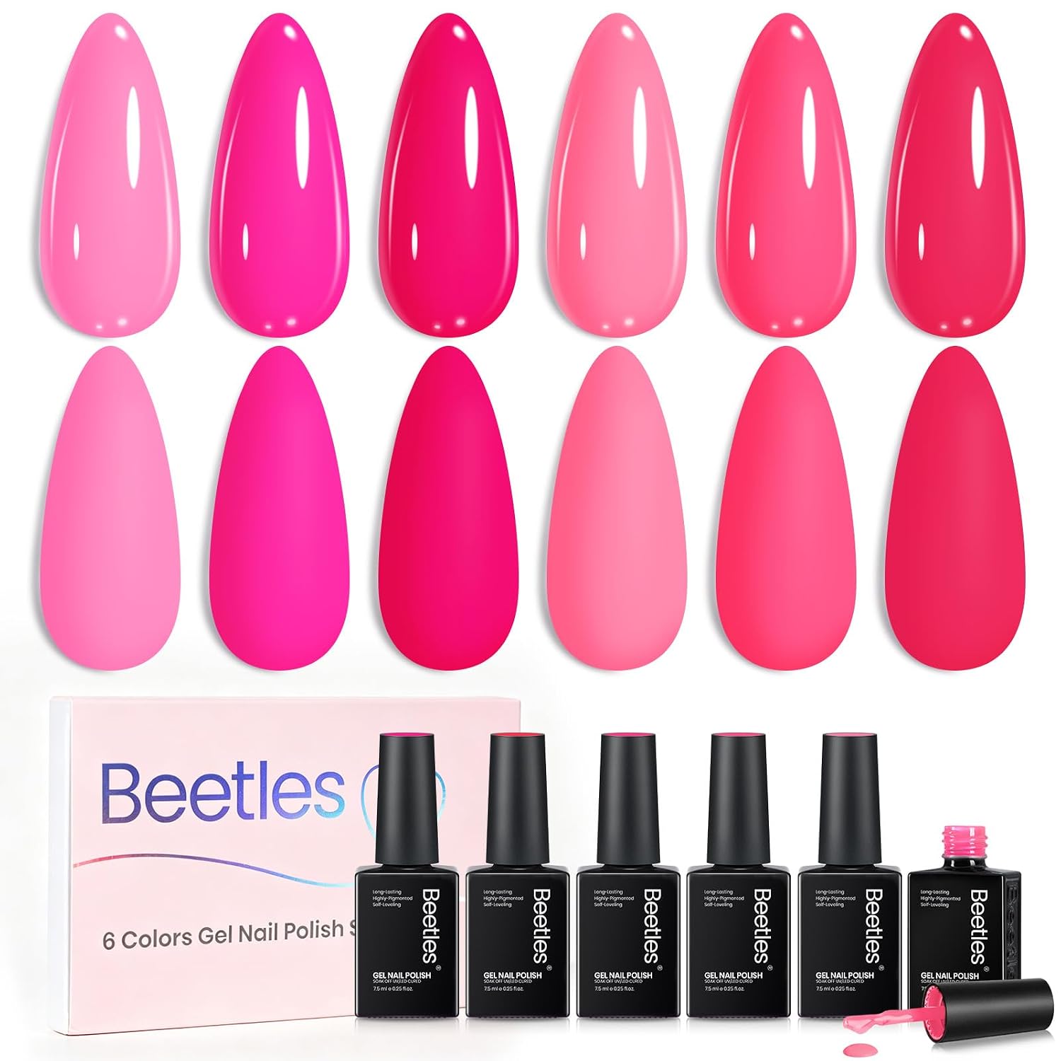 Detalle de Beetles Pink Gel Polish Set - Summer Heartbeat (6 Colors) for DIY at Home