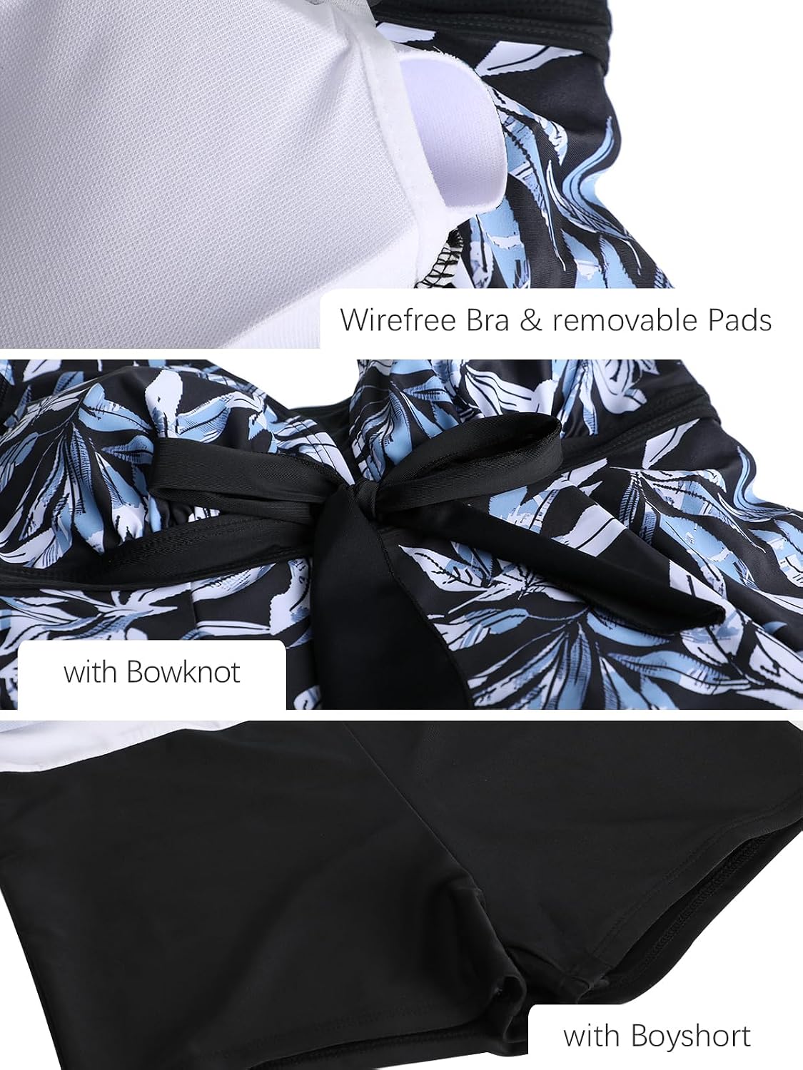 Detalle 2 de ECUPPER women’s plus size one-piece skirted swimsuit with tummy control and built-in shorts