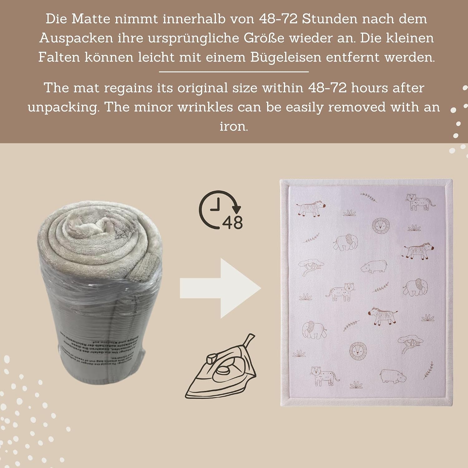 Thumbnail 4 de Hakuna Matte Wolkenweiche Spielmatte Baby „Safari Zen“ 170x120x2,5 cm – Krabbelmatte mit Memory-Schaum & rutschfester Unterseite