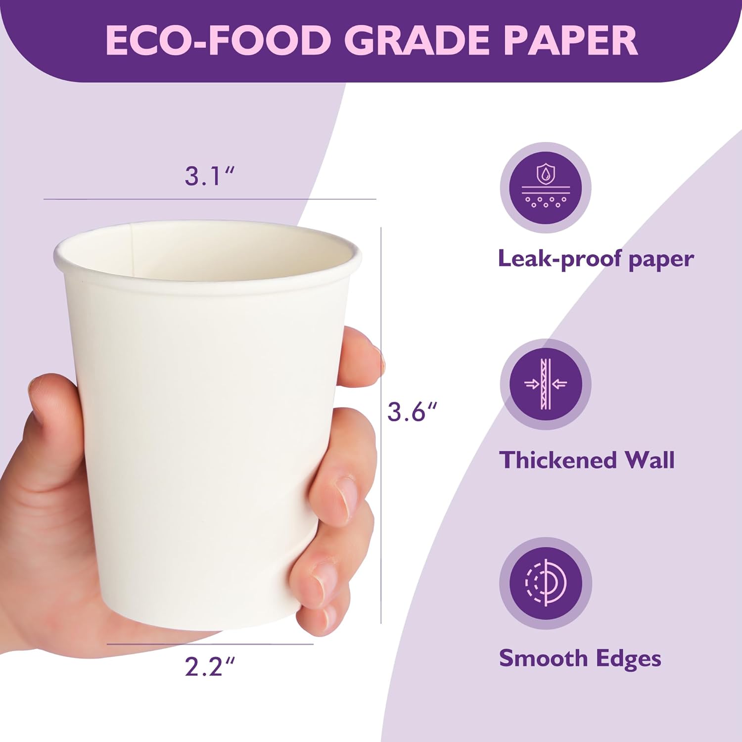 Thumbnail 5 de PACKINNO 8 oz Paper Cups 400 Pack