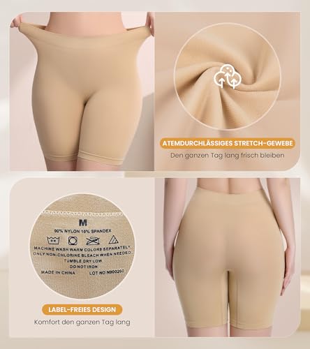 Detalle de Sellto 4er Pack Radlerhose Damen Kurz – Unterziehhose für Kleid, Unterwäsche und Sport