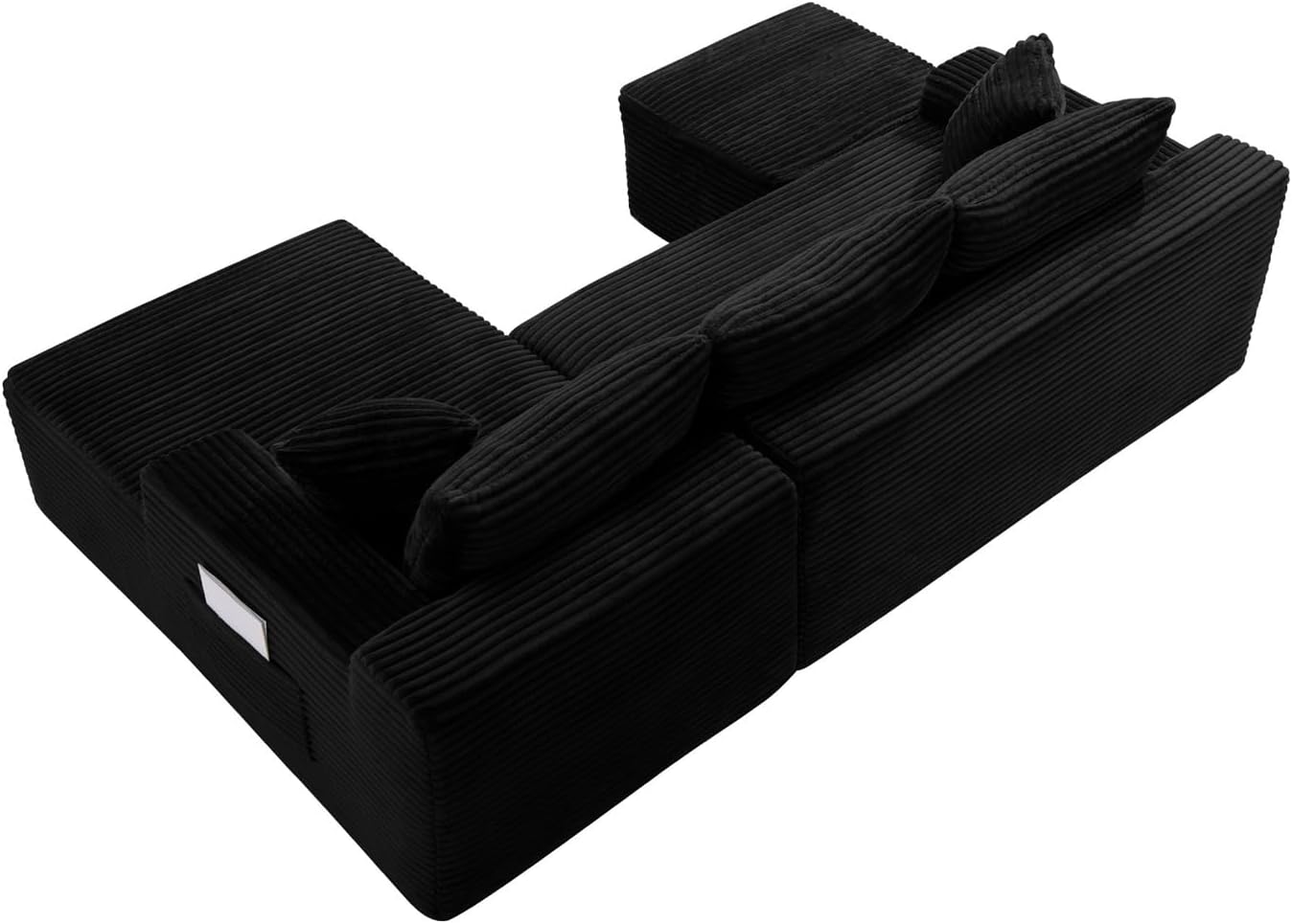 Detalle de Yomsum SF658Black-RU 96-Inch Modular Corduroy Sectional Sofa with Deep Seat