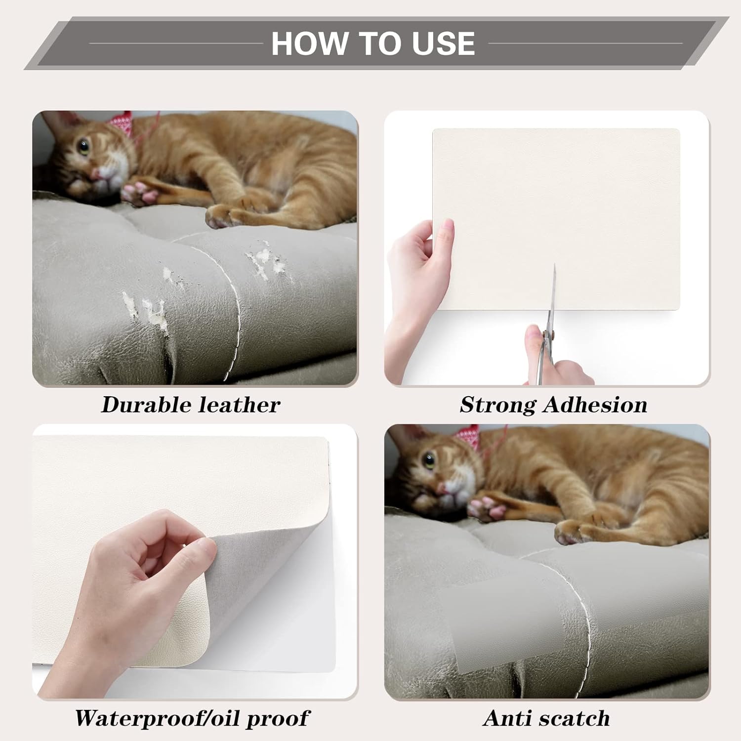 Thumbnail 2 de YAFLC kunstleder selbstklebend Weiß 40 x 160 cm – Reparaturpatches für Möbel, Auto-Sitze und Kleidung