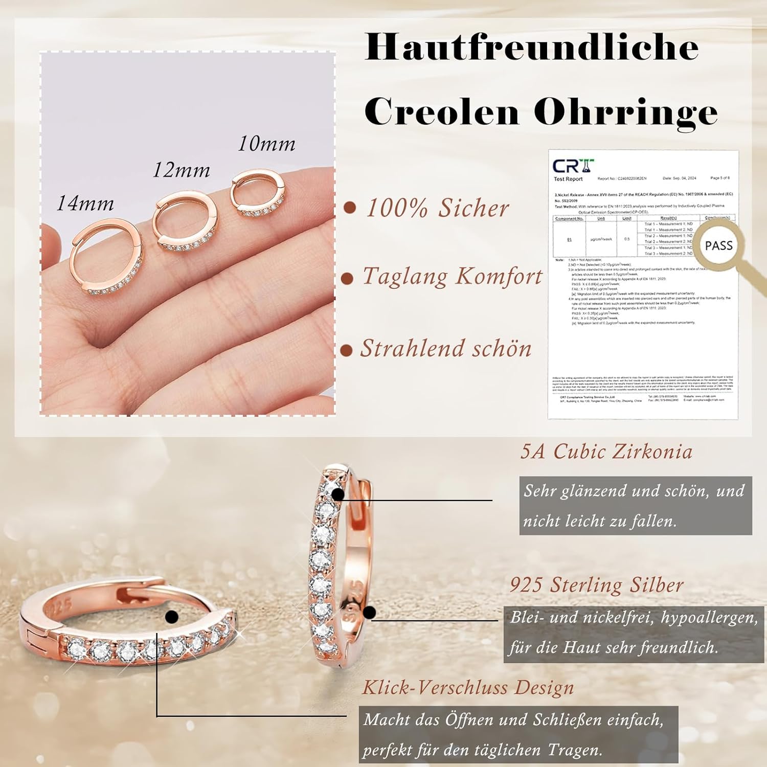 Thumbnail 1 de Hasnsofie Silbere Creolen Damen Set 3 Paare 12mm