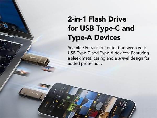 Thumbnail 4 de Lexar D40E 128 GB Dual Drive USB 3.2 Gen 1 Type-C Jump Drive