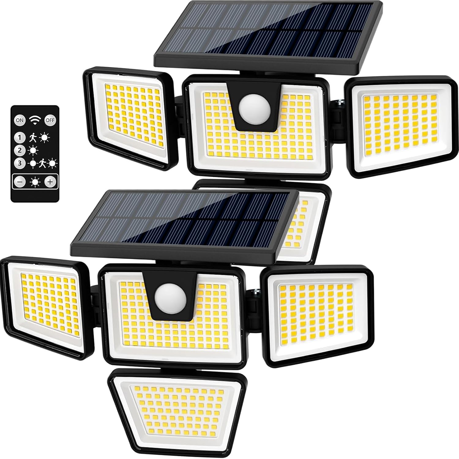 Detalle de AmeriTop 0003 buitenlampen op zonne-energie, 2 stuks met 4 verstelbare koppen