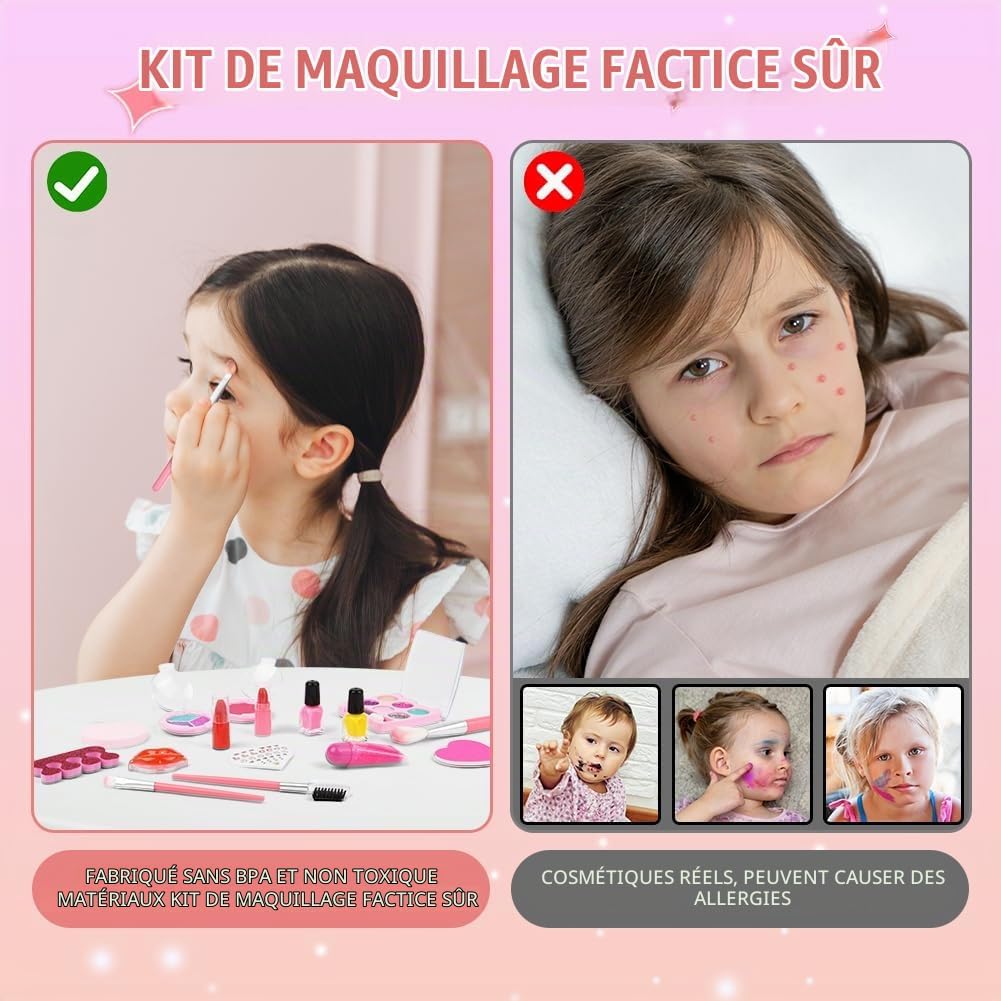 Thumbnail 4 de AOMIG make-upset voor kinderen, 20 stuks, wasbaar met prinses- en eenhoornthema