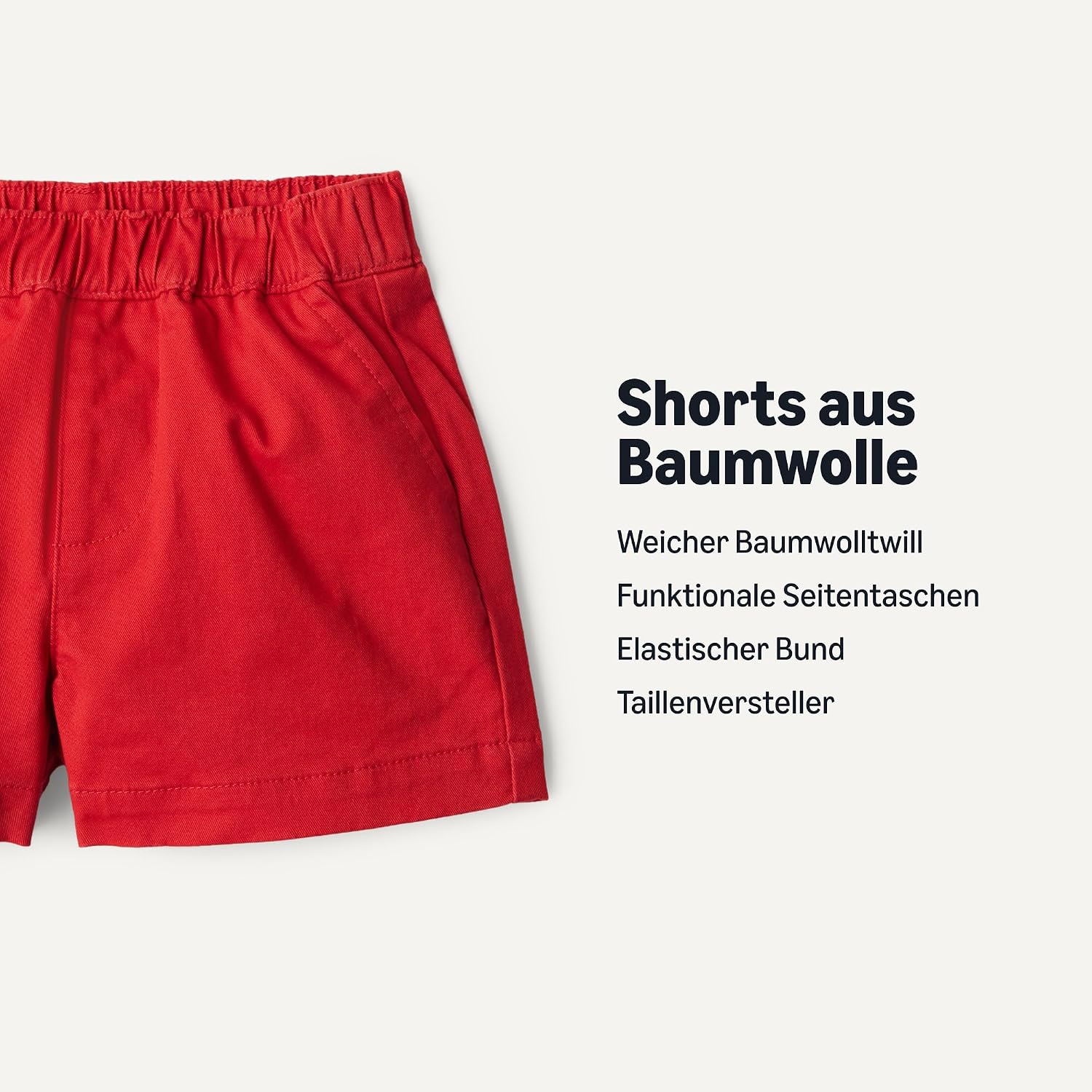 Detalle de Amazon Essentials x Sofia Grainge Unisex Baby Baumwoll-Köper-Shorts zum Hineinschlüpfen