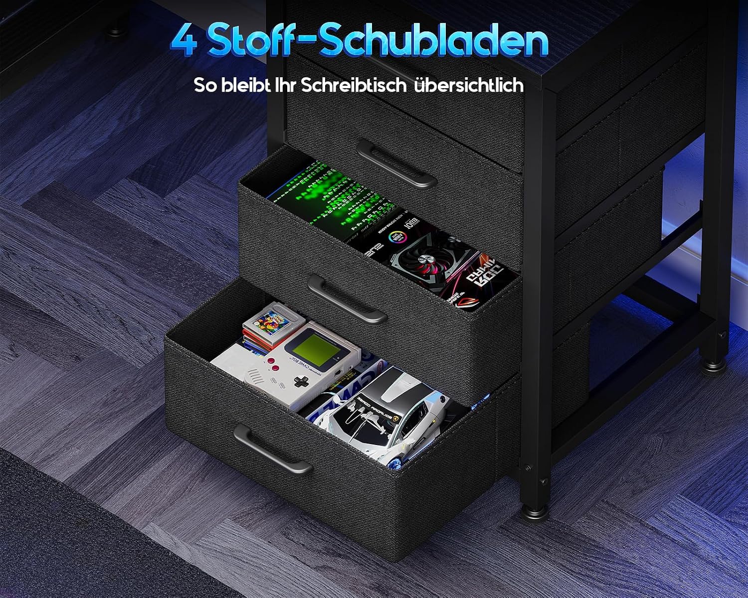 Thumbnail 4 de Coleshome Gaming Schreibtisch mit LED 130×100 cm