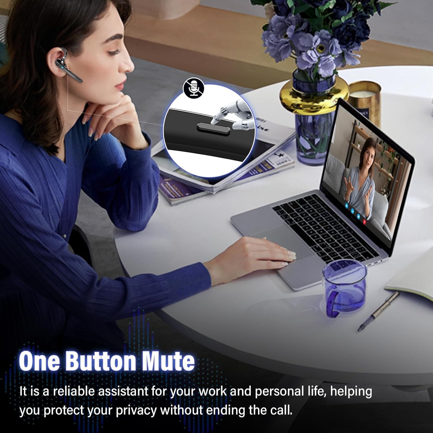 Thumbnail 5 de Bluetooth Headset with 90Hrs, Single-Ear Design, aptX HD, Dual Mics, IPX7 — Ideal for Truckers, Business, and Gym