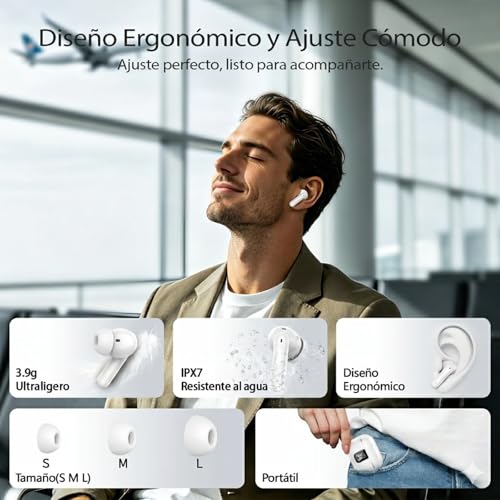 Thumbnail 6 de OWMSIC W70 Pro: Auriculares Inalámbricos Bluetooth 5.4 con 46 h de autonomía y Pantalla LED (IPX7) en Blanco