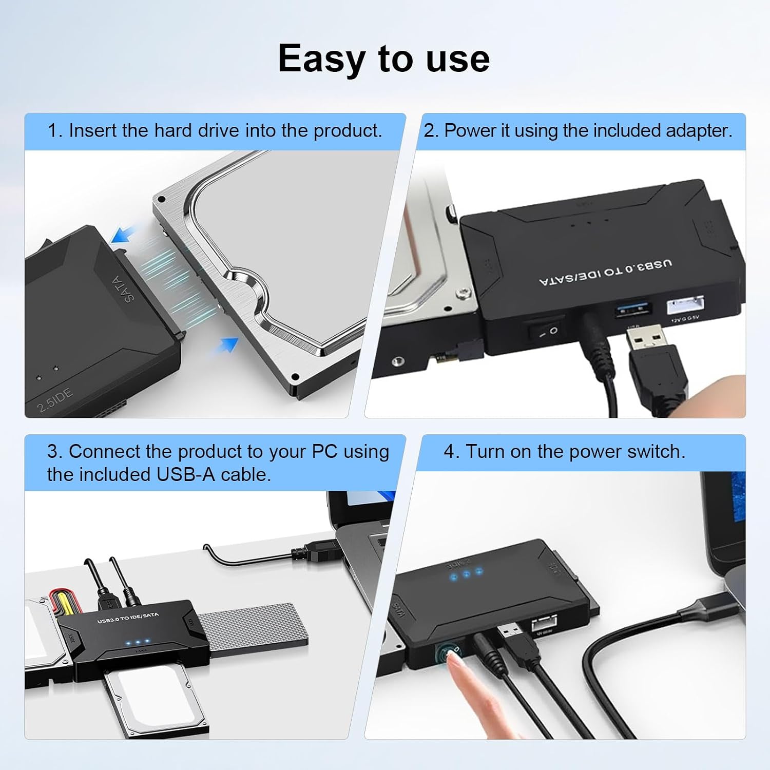 Thumbnail 5 de Gbformat Adapteur Disque Dur USB 3.0 — SATA/IDE pour 2,5" et 3,5" HDD/SSD