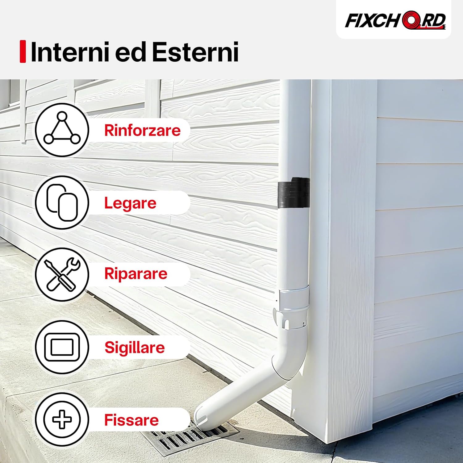Detalle 2 de FIXCHORD nastro adesivo in tessuto 25 mm × 50 m impermeabile nero