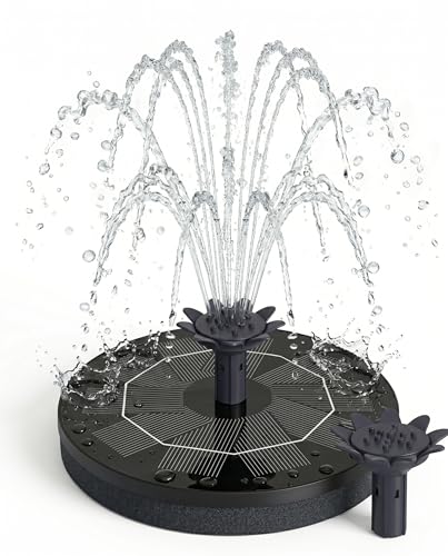 Detalle de HOAMZ Solarbrunnen für Außen 3.0W | 160 mm, 4-in-1 Düse, schwimmende Pumpe für Garten, Teich, Vogelbad