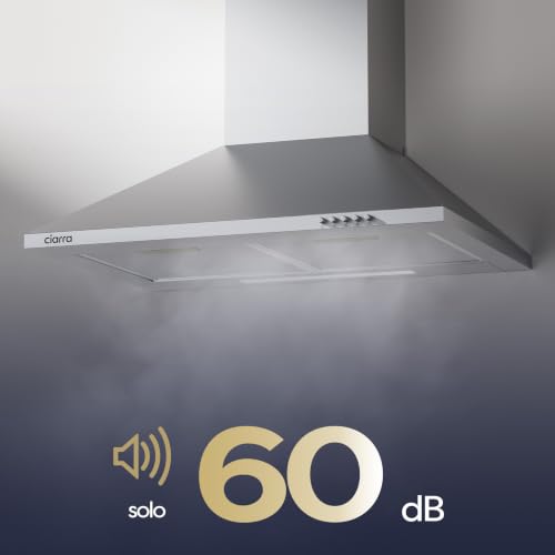 Detalle de CIARRA CBCS6201 Cappa Aspirante 60 cm – Classe A++, 404 m³/h, 60 dB, Argento