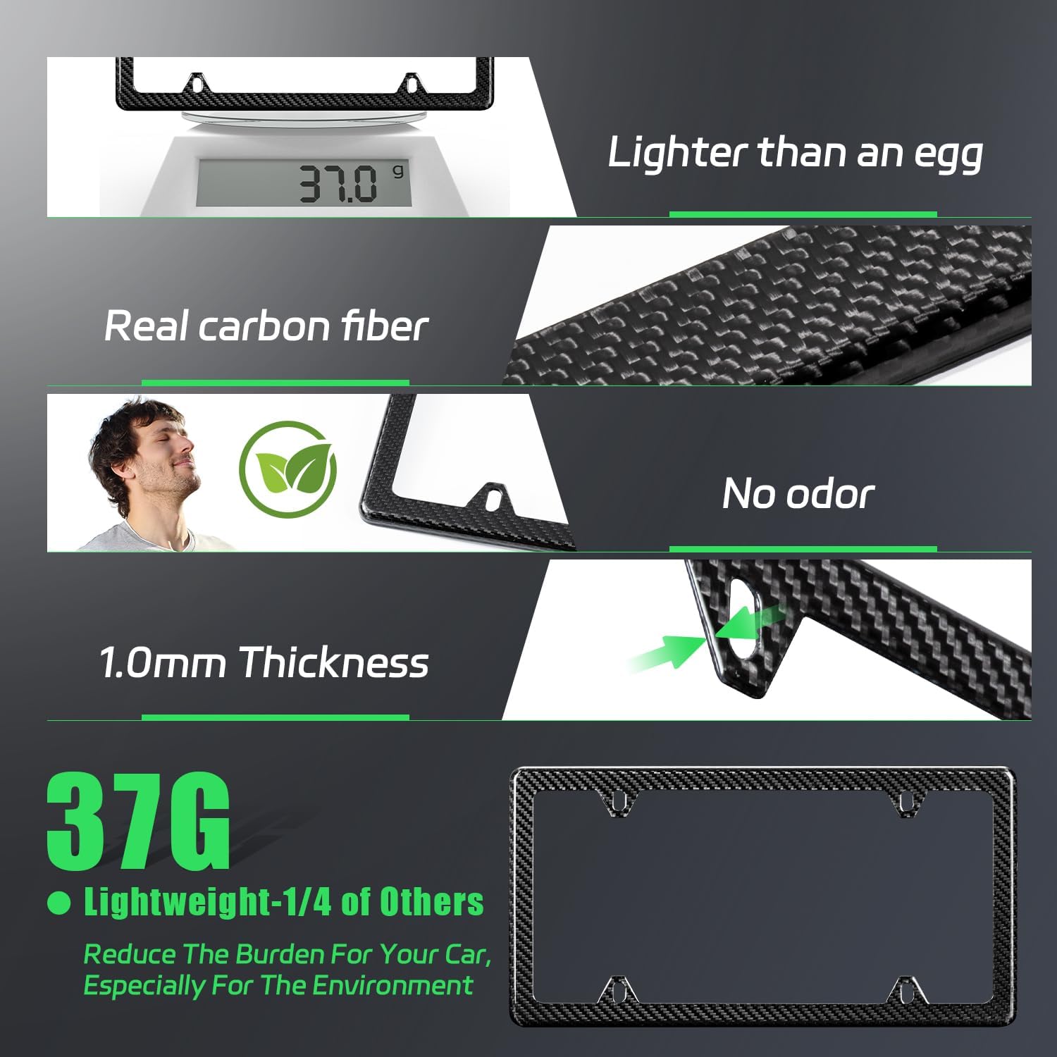 Thumbnail 4 de DCRCFIBER Real Carbon Fiber License Plate Frame 🧷