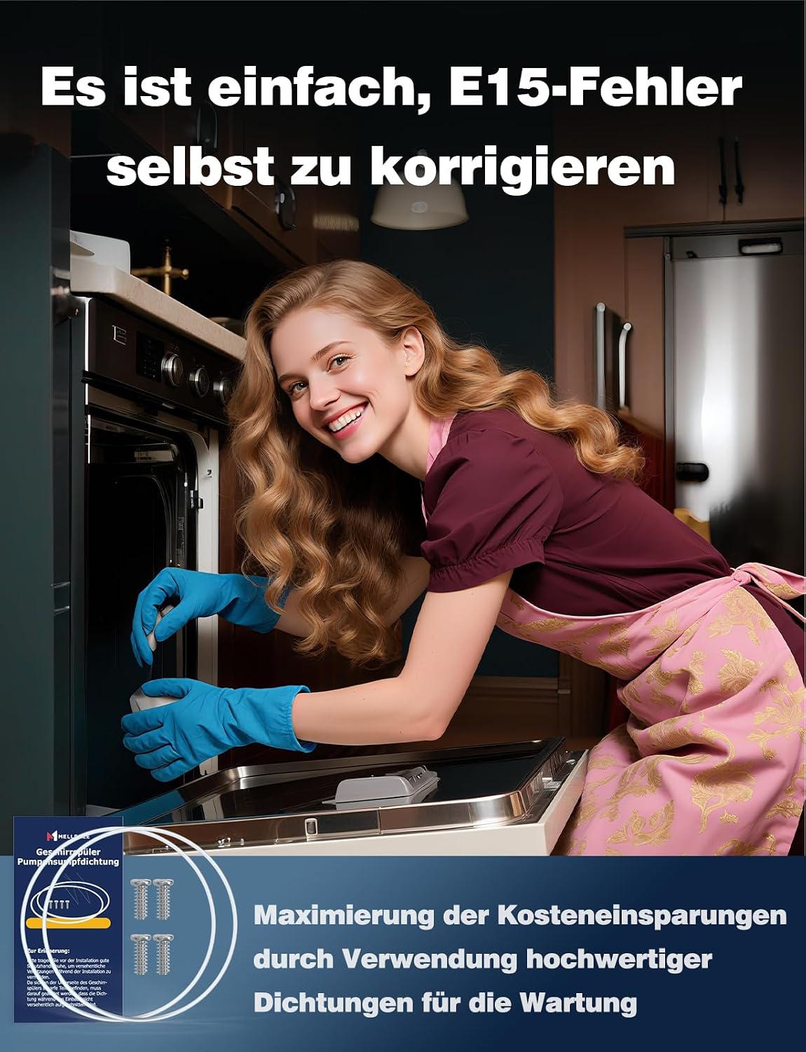 Detalle de Mellbree Pumpentopf-Dichtungsset Ø182 mm – 2er Set für E15 Fehler bei Siemens/Bosch/Neff Geschirrspüler